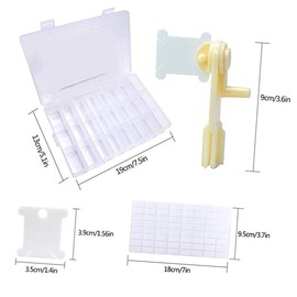 OHPHCALL 1 Set Cross Stitch Storage Sewing Tools Box with Plastic Case Winding Plates Manual Winder Stickers for Embroidery DIY Crafts Compact Easy to Organize