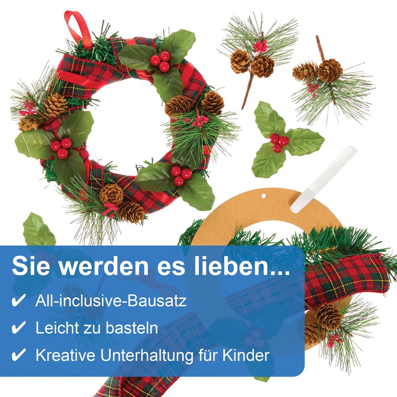 Baker Ross FX888 Artificial Christmas Wreath Craft Kit - Christmas