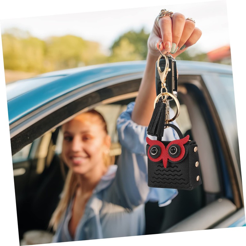 MERRYHAPY Owl Earbud Storage Pouch Keychain Cartoon Design Pu Earphone