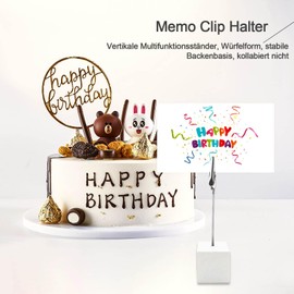 sinzau Memo Clip Holder Pack of 10, Wooden Card Holder Table, Picture Holder with Clips, Vertical Note/Photo Holder, Photo Cube for Pictures, White