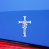 Decal Stickers Of Grave Cross With Rose (White) Premium Waterproof