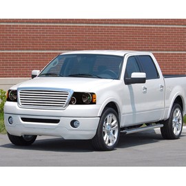 CNNELL Headlights Compatible with Ford F150 2004 2005 2006 2007 2008 /Fit for Mark LT Pickup 2008 Headlamps Kit Bumper Lamp Set Clear lens Black Housing Amber Reflector