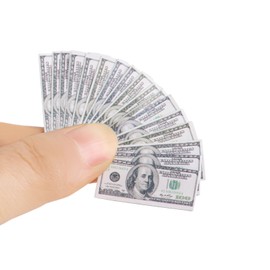 FOIMAS 180pcs 1:12 Miniature Scene Dollars Fake Bills for Dollhouse Scene Model Craft Supply