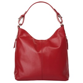 Samantha Look Women's Genuine Leather Handbag, Made in Italy, Elegant Shoulder Bag, Leather Shoulder Bag, 017580, red