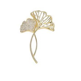 songbowen Ginkgo Leaf Brooch Rhinestone Hollow Leaf Lapel Pin Elegant Flower Brooch with Crystal Badge Pin Women's Clothing Accessory Jewelry Gift