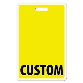Custom Bright Yellow Badge Buddy (ID Vertical) - Double Sided Full Color Backer Card with Border- Durable and Water Resistant Great for Security, Trade Show, Visitor, Work Badge