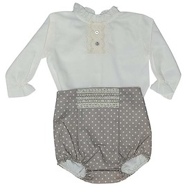 BAMBINETO Conjunto para Bebé TALLA 3 meses | HECHO EN ESPAÑA | 100% Algodón Tejido de Punto | NEWBORN - RECIÉN NACIDO (2031 GRIS DOTS)
