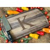Initial K Engraved Dark Walnut Cutting Board for Luxury Kitchen