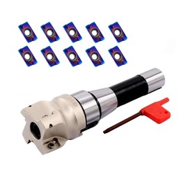 2inch R8-FMB22 Face Mill Arbor with BAP400R 50-22-4T 50mm/1.9inch Face Milling Holder CNC End Mill Milling Shell Cutter with 10pcs APMT1604PDER Milling Carbide Inserts