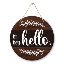 Welcome Door Sign, Rustic Greenery Front Door Decor, Farmhouse Welcome Sign For Front Door Porch, Round Welcome Door Hanger Sign With Rope, Housewarming Gifts For Women Men -03