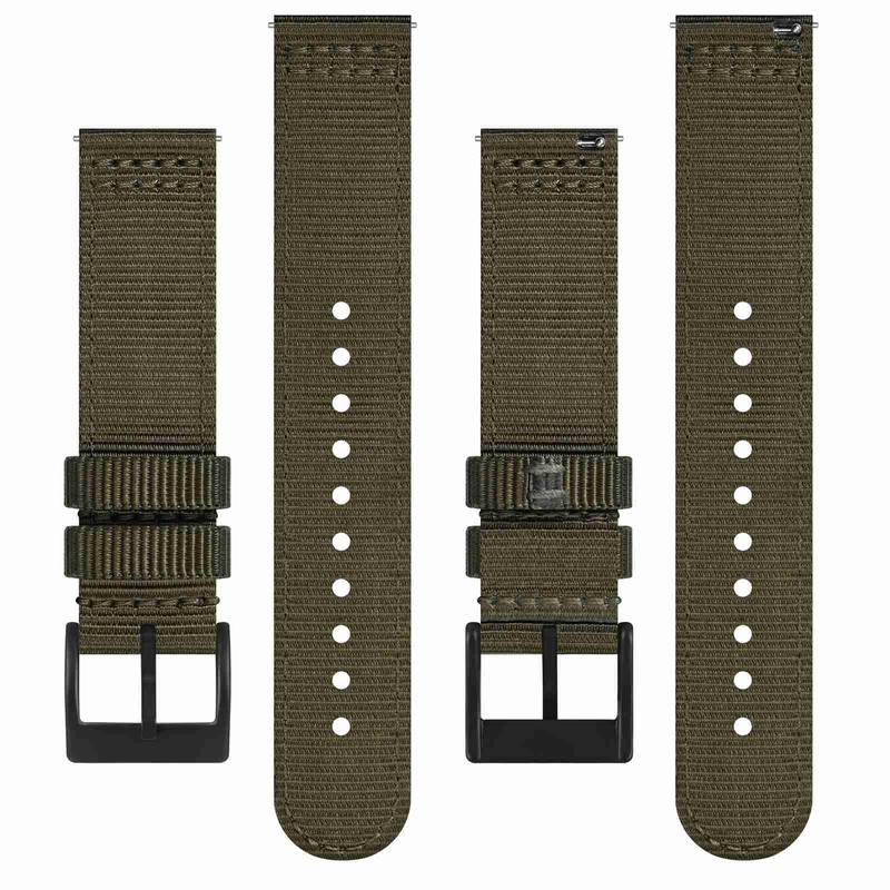 [BISONSTRAP] Nylon Watch Band, Two Piece Military Watch Band, Brushed