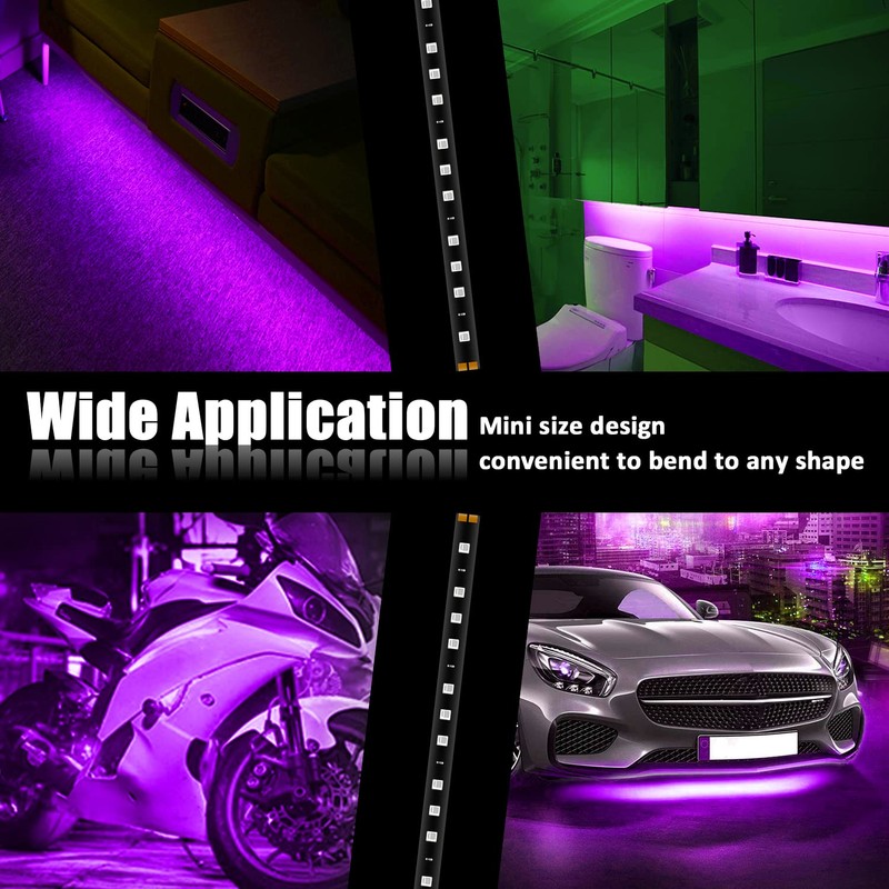XT AUTO Purple 12v 15 Led 30cm Car Flexible Waterproof