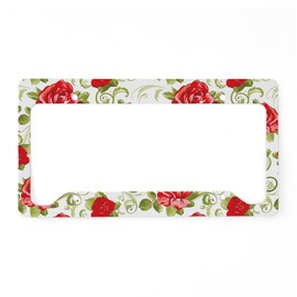 CafePress Vintage Floral Pattern License Plate Holder Aluminum License Plate Frame, License Tag Holder