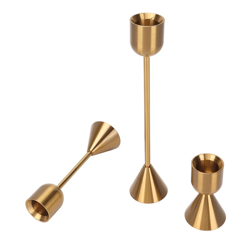 3 Pcs Candle Holders Different Heights Gold Candlestick Holders Taper