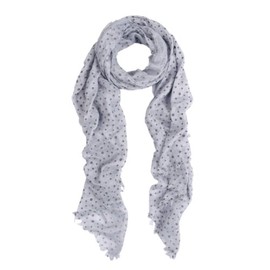 Premium Long Solid Color Dolka Dot Frayed Edge Scarf, Gray