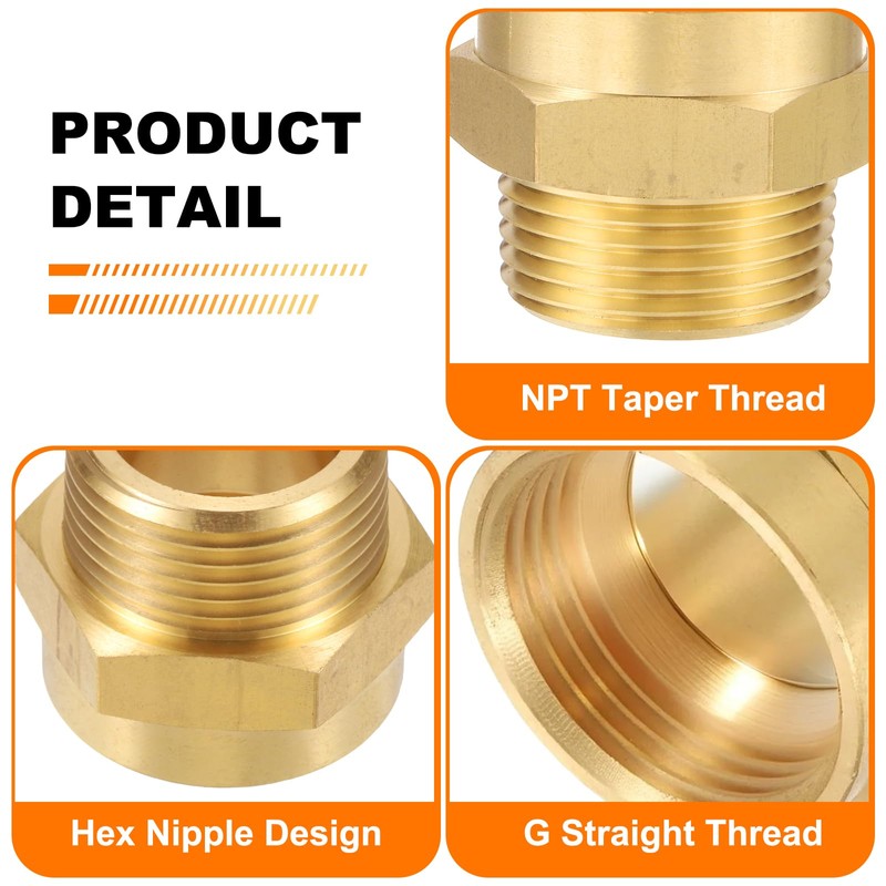 sourcing map 2Pcs Brass Pipe Fitting, 1" G Female×1" NPT