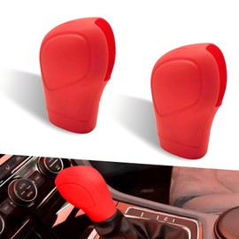 Eratus Pack-2 Car Shift Knob Cover, 2.36" x 3.15" Non-Slip and Scratch-Resistant Shifter Lever Protector, Flexible Silicone Perfect Fit Comfortable Handle Decoration, Universal for Cars (Red)