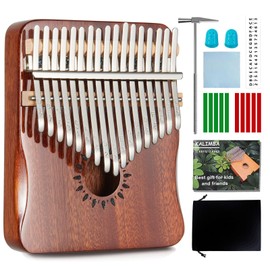 AARVI Kalimba Thumb Piano, Portable 17 Keys Mbira Finger Piano with Tune Hammer and Study Instruction, Musical Instrument Birthday Gift for Adult Beginners & Professionals (brown)