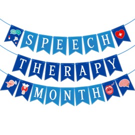 Qttier Speech Therapy Month Banner, STP Month Banner, Speech Pathologist Appreciation Month Decor, SLP Month Party Decoreations Speech Therapist Month Decor, Pre-strung