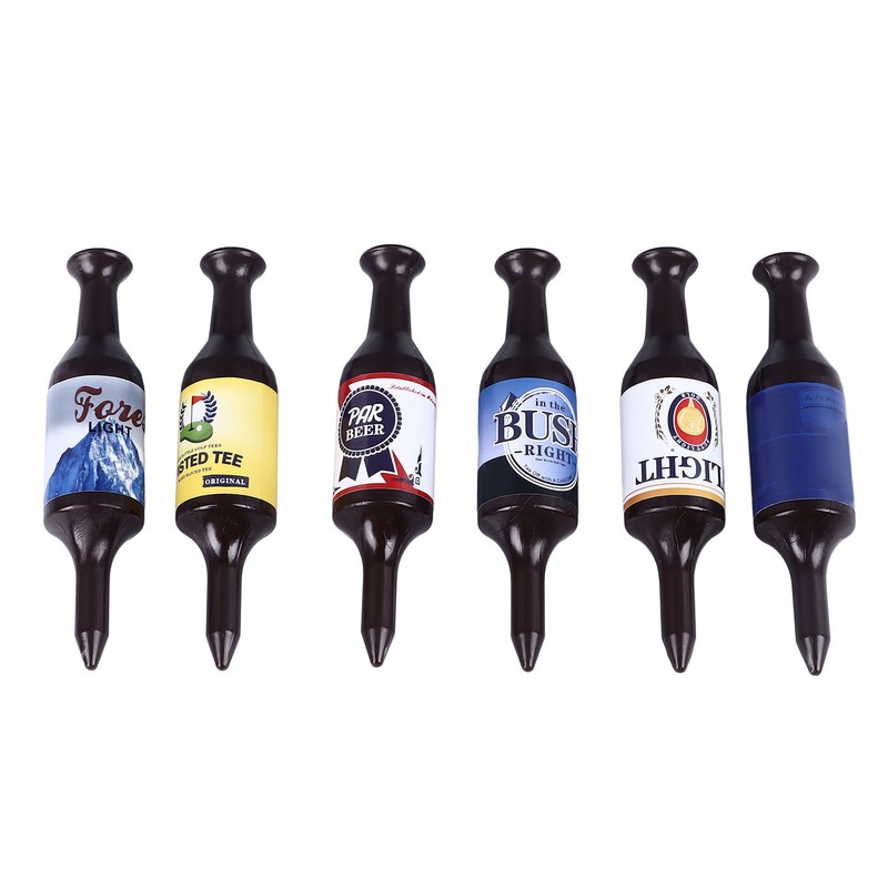 6PCS Mini Beer Bottle Golf Tees Plastic Funny Golfing Tees