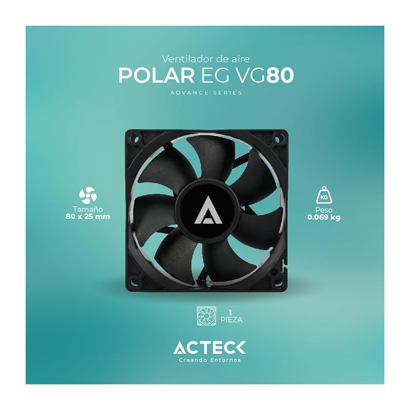 Acteck Ventilador POLAR EG VG80 80mm 2500RPM Negro Molex AC-938129