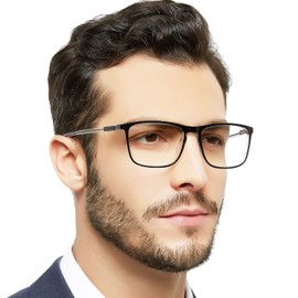 OCCI CHIARI Blue Light Blocking Reading Glasses Men Computer Readers 0 100 150 200 250 300 350 400 500 600 (Black/Clean 2.25)