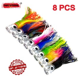 Capt Jay Fishing Capt Jay Fishing trolling Lure (9 inch) 8pcs Package Fishing trolling Lure Offshore for Marlin Tuna Mahi Wahoo. (8 Mixed Colors, 8 Pcs)