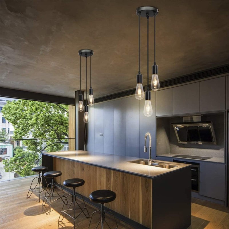 Black Pendant Light, CADELON Vintage Mini Hanging Lamp, Farmhouse Industrial