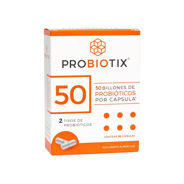 PROBIOTIX, 50 billones de Probióticos en Cápsula, 2 cepas, Suplemento Alimenticio, Ayuda a Equilibrar Sistema Digestivo, 30 cápsulas