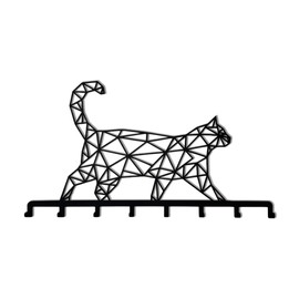 SUSSEXHOME Cat Geometric Animal Themed Wall Mounted Coat Rack with 6 and 8 Folding Hooks, Wall Mount Hanger for Bathroom Entryway Living Room Bedroom (80x66cm (32"x26") 8 Folding Hooks)