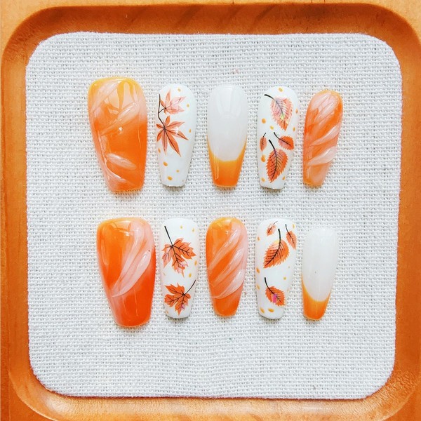 30Pcs Fall Press on Nails Medium Square Fake Nails with
