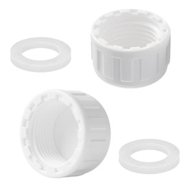 Qrity 2 Pack Pipe Fitting Cap, 20mm (1/2") White Female Threaded Blanking Plugs, Waste Pipe Blanking Stop Cap with Washer, for Pipes End