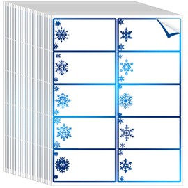 Qeeenar 250 Pcs Christmas Address Labels 2 x 4 Inch Foil Printable Gift Tags Compatible with Laser and Inkjet Printer Mailing Label 10 Per Sheet for Package Office(Snowflakes)
