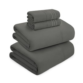 Mocassi Luxury Twin XL 4-Piece Sheet Set - 1800 Premium Hotel Quality - Easy-Fit, Wrinkle, Fade Resistant Bed Sheets and Pillowcases - All Around Elastic Fitted Sheet, Deep Pocket, Gray