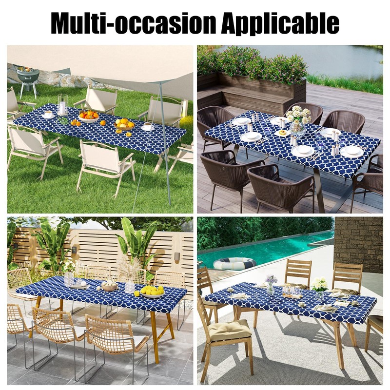 Smiry - Mantel rectangular para mesa de pícnic, impermeable, elástico,
