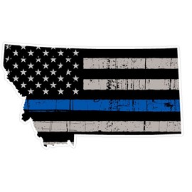 Montana State (U27) Thin Blue Line Vinyl Yeti Tumbler Decal Sticker Laptop/Netbook 3" Inch - by CustomDecal US