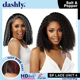 Sensationnel Dashly lace Front Wig - Unit 4 hand tied ear to ear soft lace synthetic 5 Inch Deep Part - Dashly lace Salt and Pepper Unit 4 (CHBLONDE)