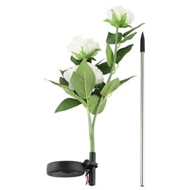 Solar Power LED Camellia Flower Light for Outdoor Yard Garden Lawn Landscape Lamp(Warm White)