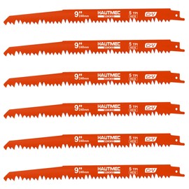HAUTMEC 9 Inch Reciprocating Saw Blades,Sawzall Blades,Pruner Saw Blades 6 Piece Set for Wood and Trimming Cutting HT0167-CT