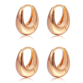 Krstudent Gold Hoop Earrings Pack 18K Rose Gold Plated Small Hypoallergenic Hoop Huggie Earrings Set for Women Girls