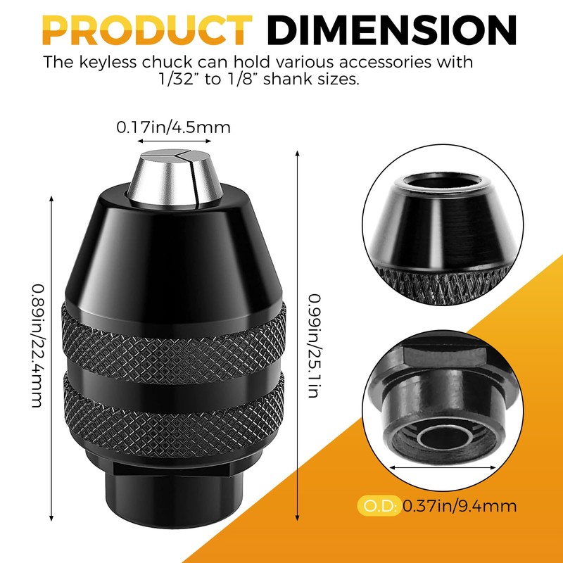 4 Pack 4486 Keyless Chucks Set, Multi Quick Change Keyless