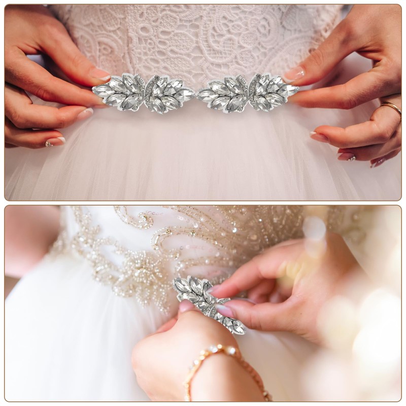 sourcing map 5Pcs Rhinestone Crystal Applique Handmade Beaded Patches