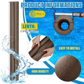 Hanaive 6 Pcs 40 x 4.1 Inch Jumbo Pool Noodles Pre Slit Clamp Foam Protection Insulation Tubes for Padding Large Foam Tube for Swimming Floating Craft Projects Padding Bumper(Brown)