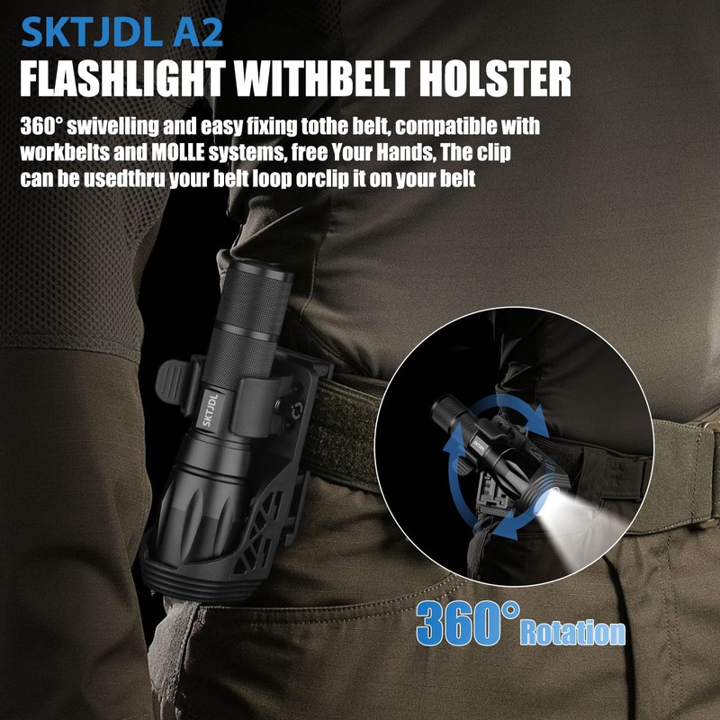 SKTJDL Tactical Flashlight with Holster Super Bright 1200LM Zoomable Law