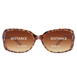 JM Classic Bifocal Reading Glasses Square Stylish Gradient Sunglasses Readers for Women +4.0 Tortoise