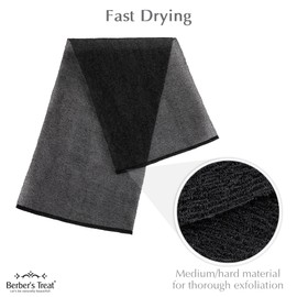 Berber’s Treat Exfoliating Cloth Premium Viscose Japanese Scrubber Cloth Ideal for Back, Legs, Arms - Gentle Exfoliation - Dead Skin Removal - Soft and Smooth Skin (Black & Black)