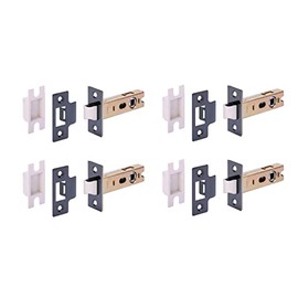 HANDLEZONE® 4 Pack 76mm / 3 inch Black Nickel Premium Tubular Mortice Latch, Catch for Internal Timber Doors - 57mm Backset