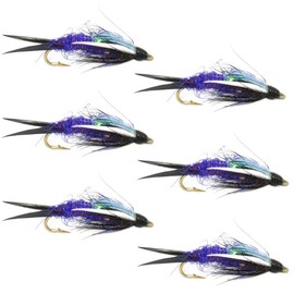 The Fly Fishing Place Double Bead Purple Psycho Prince Nymph Fly Fishing Flies - 6 Flies Hook Size 10