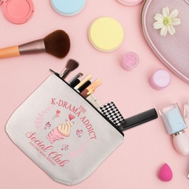 WSNANG K-Drama Gift K-Drama Addict Social Club Makeup Bag Korean Drama Fans Cosmetic Bag Korean Drama Addict Gift (K-Drama Addict bag)