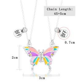 Best Friend Necklace - Friendship Gifts Butterfly Matching Bff Necklace for 2 Girls | Friendship Magnetic Necklace for Girls Women Teens Kids Jewellery Birthday Christmas friendship Necklace, Colorful
